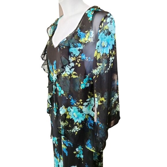 Mlle Gabrielle Womens Sheer Floral Dress & Jacket 2-Piece Set Size 22W - Picture 5 of 14